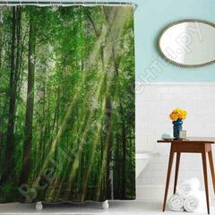 Шторка для ванной ткань (MZ-61) "Лес"180*180мм