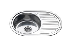 Мойка врезная 770*500  0,8 мм левая с сифоном