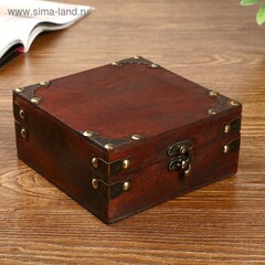 Шкатулка дерево состаренная "Средневековье" сундучок с заклёпками 7х15х15 см