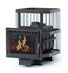 Банная печь чугунная Сибирь 18 панорамное стекло (сетка)