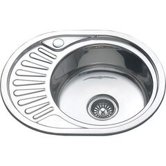 Мойка врезная 570*450  0,6 мм правая с сифоном