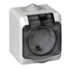Розетка 1-ая ОУ с/з с крышкой