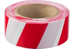 Лента сигнальная 75*200м красно-белая