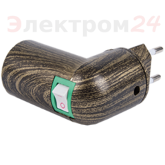 Переходник вилка-патрон Е27 с выкл. бронза Ecola