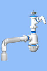 Сифон кухня АНИ А 2000 (А1000) с отводом д/стир. машины