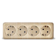 Розетка 4-ая ОУ с/з Олимп Сосна