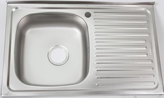 Мойка накладная 800*600  0,8мм правая 180глуб с сиф.