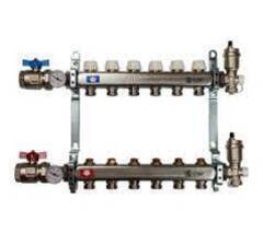 Коллекторная группа STOUT нерж. со встроен. расходомерами, в сборе, 1"х6вых. Евроконус 3/4