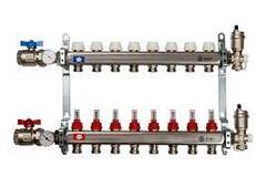 Коллекторная группа STOUT нерж. со встроен. расходомерами, в сборе, 1"х10вых. Евроконус 3/4