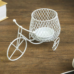 Подсвечник  метал Велосипед  белый 8.5х15х8см