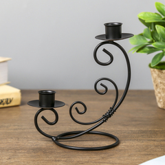 Подсвечник  метал на 2свечи "Изгиб" чёрный 16х14х9см
