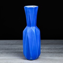 Ваза настольная "Оригами"геометрия, синяя, 27.5см
