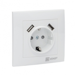 Розетка 1-ая СУ с/з с USB Валенсия