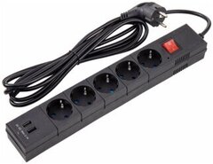 Удлинитель Duwi 5 мест.3м с USB черный