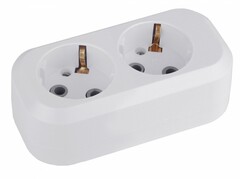 Колода розеточная 2 гнезда с/з белая КРОНА