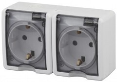 Розетка 2-ая ОУ с/з с крышкой