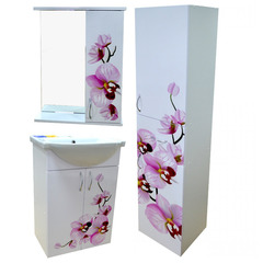 Зеркало-шкаф "Орхидея" белый глянец 500х650х150