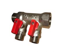 Коллектор резьбовой с кранами 3/4*3/4*1/2*2 г/ш