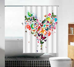 Шторка для ванной ткань (MZ-92) "Сердце"180*180мм