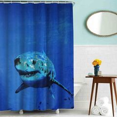 Шторка для ванной ткань (MZ-44) "Акула"180*200мм