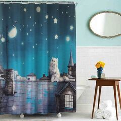 Шторка для ванной ткань (MZ-42) "Кот"180*200мм