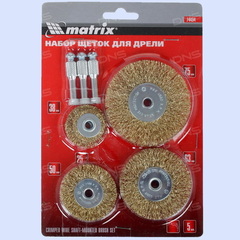 Набор щёток для дрели 5шт 5плоских со шпильками Matrix