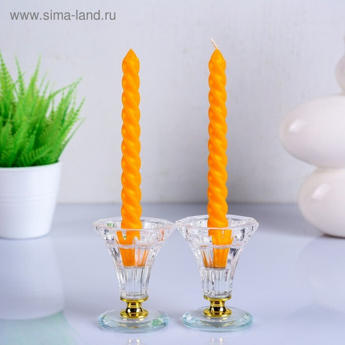 Свечи витые (набор 2 шт), аромат апельсин