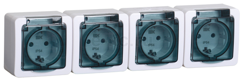 Розетка 4-х.с з/к с крышкой Гермес LEK