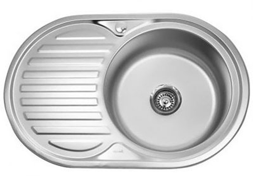 Мойка врезная 770*500  0,8 мм правая с сифоном