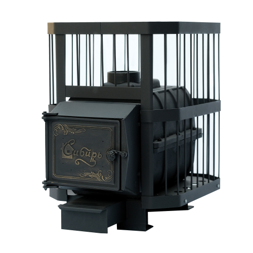 Банная печь чугунная Сибирь 18 чугунная дверь (сетка)