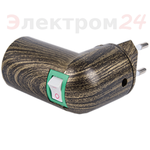 Переходник вилка-патрон Е27 с выкл. бронза Ecola