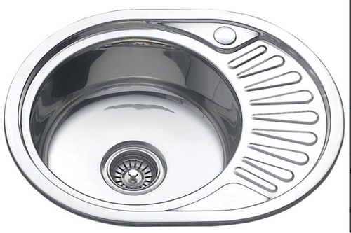 Мойка врезная 570*450  0,8 мм левая с сифоном