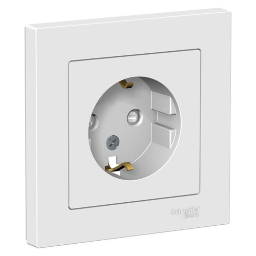Розетка 1-ая СУ с/з Schneider Белая
