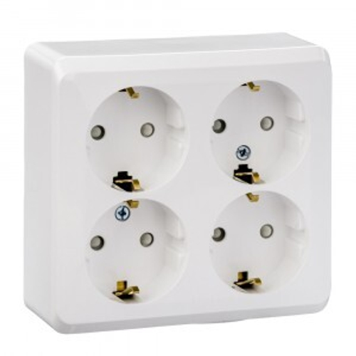 Розетка 4-ая ОУ с/з Schneider Белая