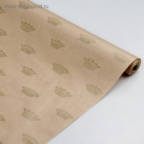 Бумага упаковочная крафт "Короны-золото" 0,7 х 20 м,