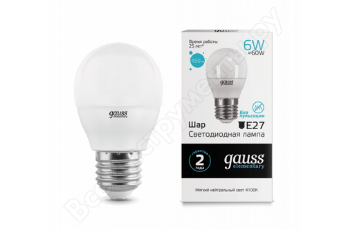 Лампа Gauss Globe LED 6W E27 4100K