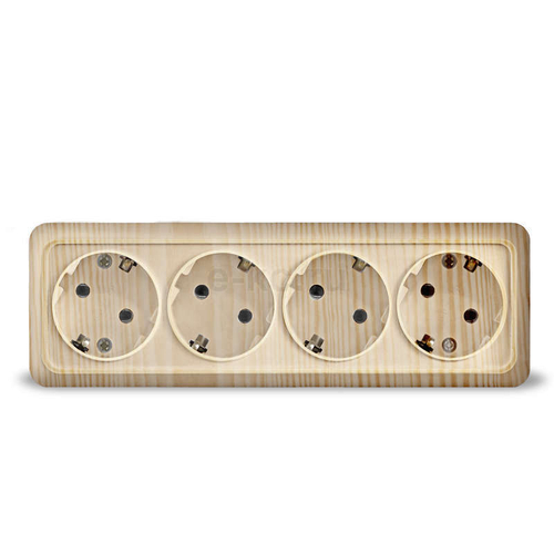 Розетка 4-ая ОУ с/з Олимп Сосна