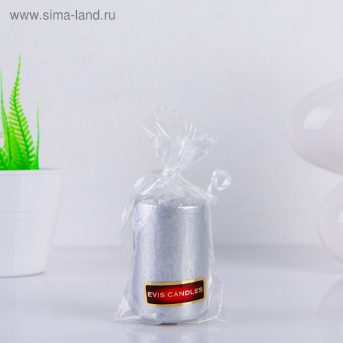 Свеча  цилиндр парафин Серебро 40 Н-60