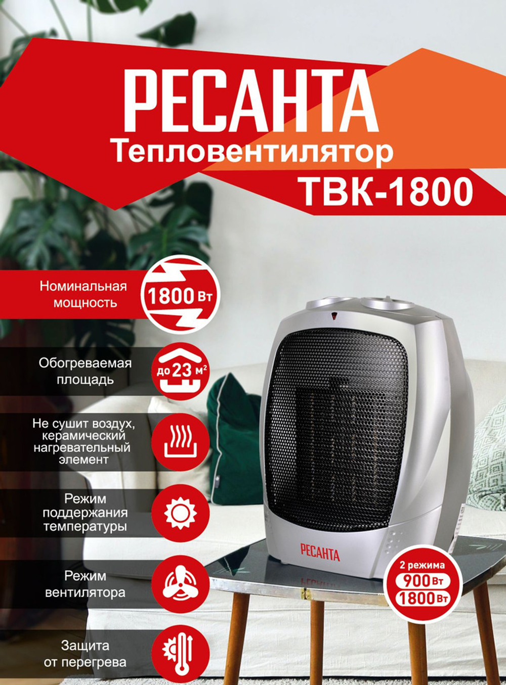 ТепловентиляторТВК-1800 Ресанта