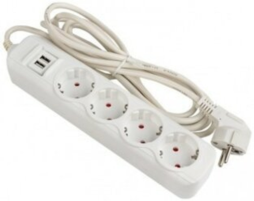 Удлинитель Duwi 5 мест.3м с USB белый