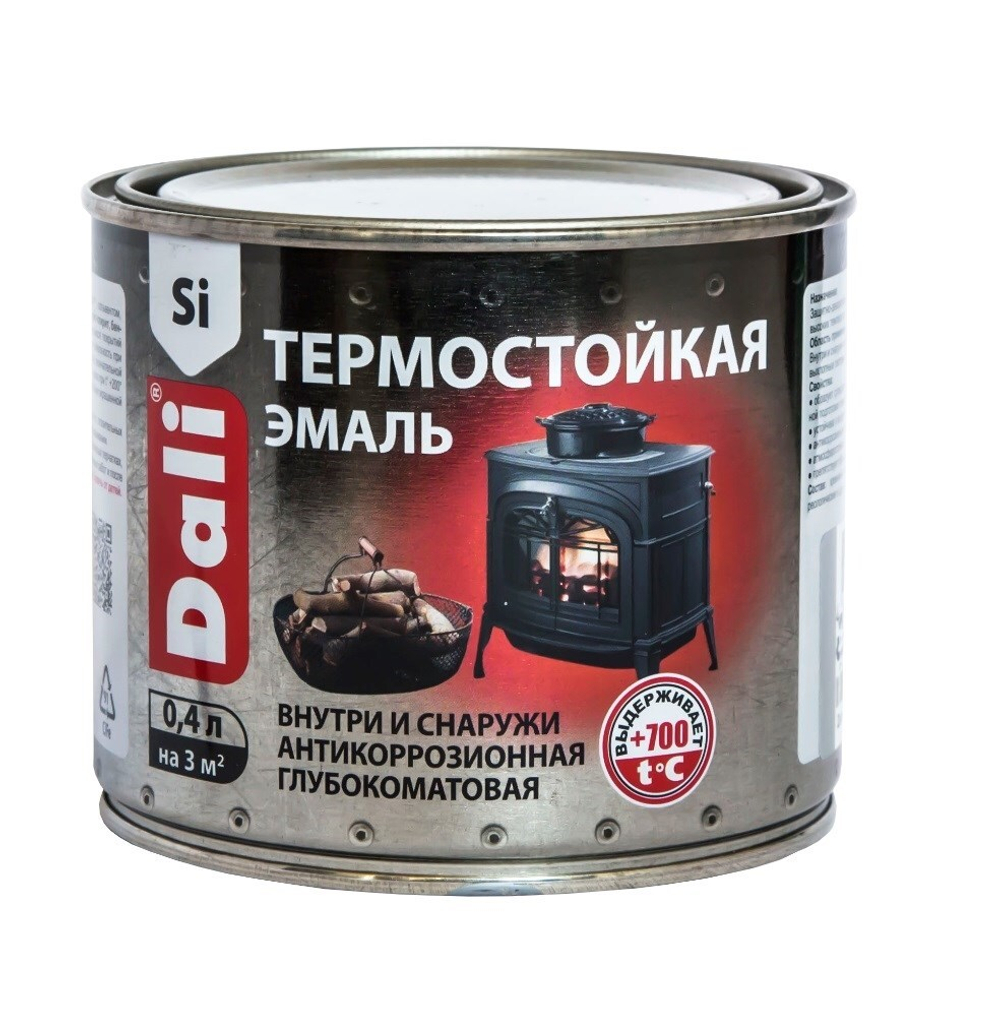 Эмаль термостойкая серебро 0.4кг Dali