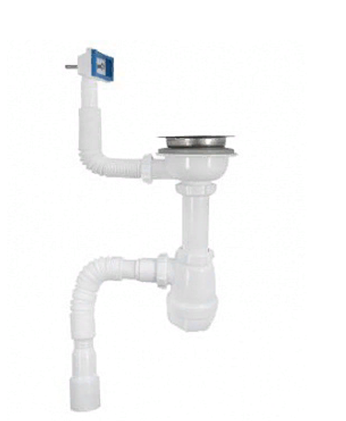 Сифон кухня Aquant  AB 0148 с переливом квадрат