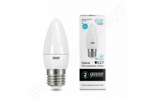 Лампа Gauss  Candle LED 6W E27 4100K