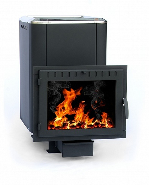 Банная печь чугунная Сибирь 18 панорамное стекло (конвекционная)