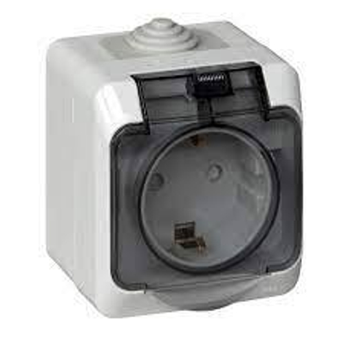 Розетка 1-ая ОУ с/з с крышкой