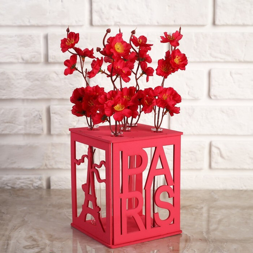 Кашпо деревянное" Париж" 12.3х12.3х15см с 5колбами.