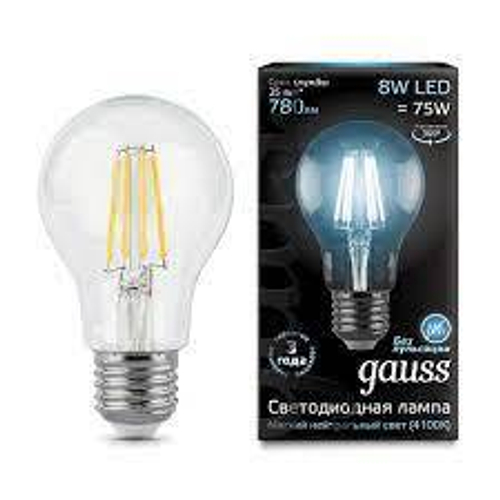 Лампа Gauss Filament А60 8W E27 4100K