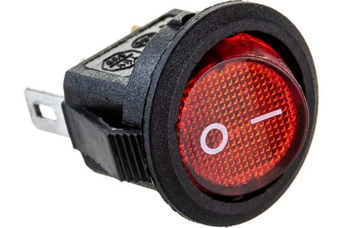 Переключатель красный с подсветкой 3 контакта, 250В 3А
