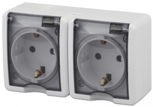 Розетка 2-ая ОУ с/з с крышкой