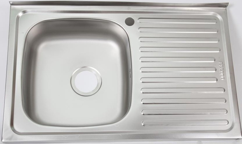 Мойка накладная 800*600  0,8мм правая 180глуб с сиф.